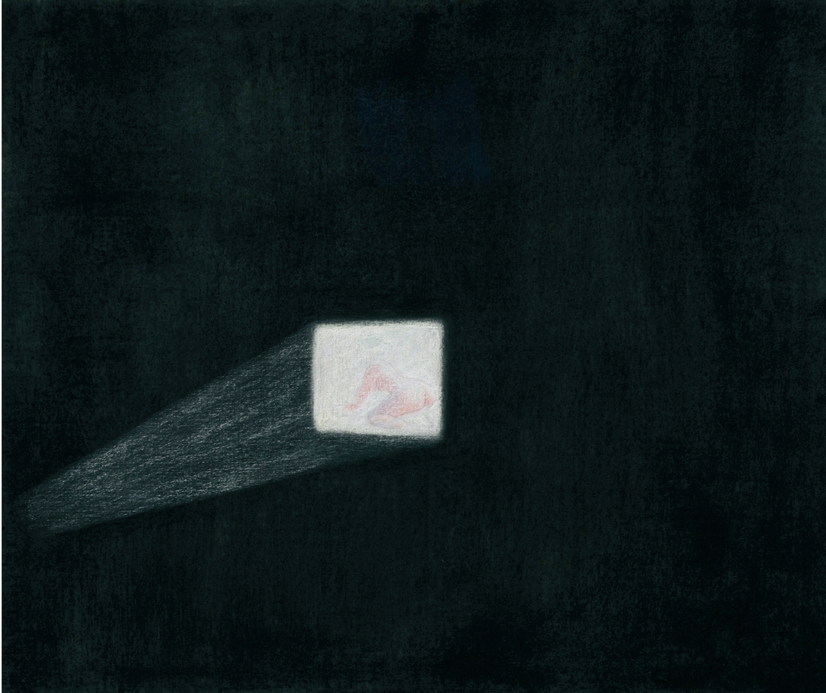Cine de verano, 2008, pastel y carboncillo sobre lienzo, 100 x 120 cm.